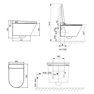 Chytré WC závěsné, RIMLESS, 592x380x430 cm, keramické, vč. sedátka