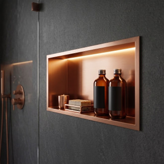 VESTAVNÁ KOUPELNOVÁ POLICE LED 30x60 brush copper