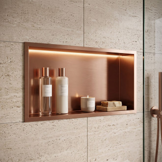 VESTAVNÁ KOUPELNOVÁ POLICE LED 30x60 brush copper