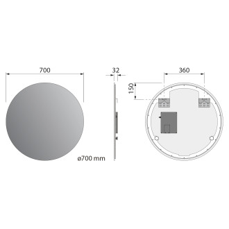 VELUR kulaté zrcadlo s LED podsvícením ø 70cm