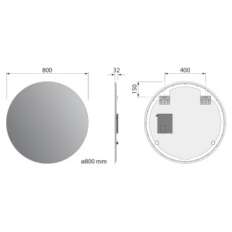 VELUR kulaté zrcadlo s LED podsvícením ø 80cm