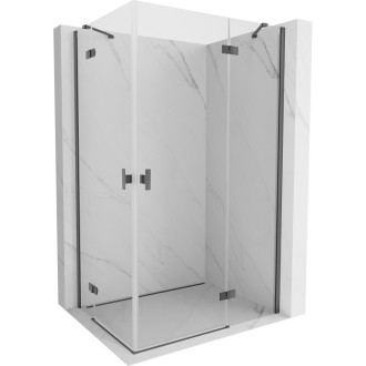 Sprchový kout Mexen Mist-H Duo s pravými panty 80 x 90 cm, průhledný, kartáčovaná pistolově šedá - 8A5-080L-090P-66-00