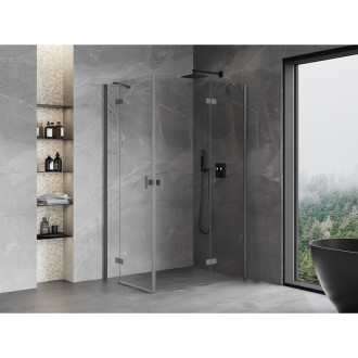 Mexen Mist-H Duo kabina prysznicowa uchylna prawa 100 x 105 cm, transparent, gun gray szczotkowany - 8A5-100L-105P-66-00