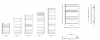 radiátor AMBRA R 500 x 1394 mm, C35 white silk RADAMBR501435