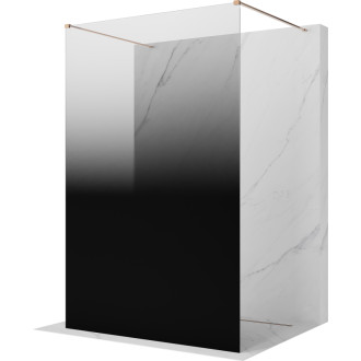 Volně stojící sprchová zástěna Mexen Kioto 110 x 200 cm, ombré černá 8 mm, růžové zlato - 800-110-002-60-76