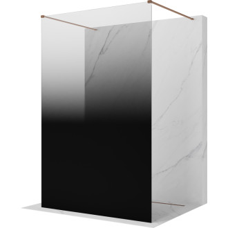 Volně stojící sprchová zástěna Mexen Kioto 140 x 200 cm, 8 mm černá ombre, kartáčovaná měď - 800-140-002-65-76
