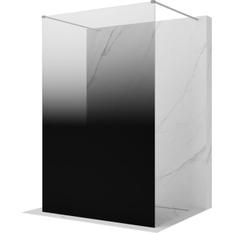 Volně stojící sprchová zástěna Mexen Kioto 110 x 200 cm, ombré černá 8 mm, kartáčovaný nikl - 800-110-002-97-76
