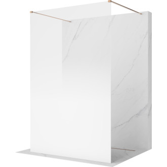Volně stojící sprchová zástěna Mexen Kioto 130 x 200 cm, ombré bílá 8 mm, růžové zlato - 800-130-002-60-86