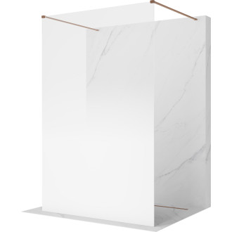 Volně stojící sprchová zástěna Mexen Kioto 110 x 200 cm, 8 mm bílá ombre, kartáčovaná měď - 800-110-002-65-86