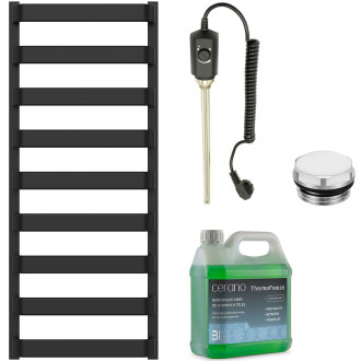 CERANO - Koupelnový elektrický radiátorový set Adriano - 600W - černá matná - 1200x500 mm