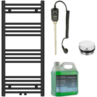 CERANO - Koupelnový elektrický radiátorový set Benito - 300W - černá matná - 1000x450 mm