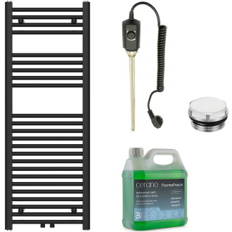CERANO - Koupelnový elektrický radiátorový set Benito - 300W - černá matná - 1200x450 mm