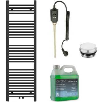 CERANO - Koupelnový elektrický radiátorový set Benito - 600W - černá matná - 1500x450 mm