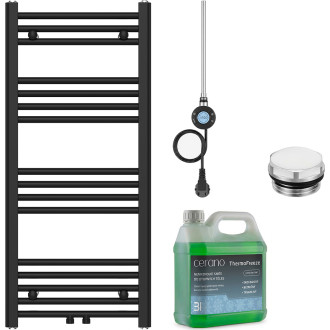 CERANO - Koupelnový elektrický radiátorový set Benito - WIFI - 300W - černá matná - 1000x450 mm