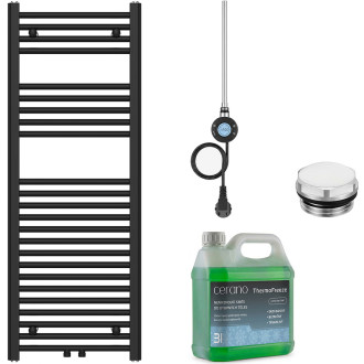 CERANO - Koupelnový elektrický radiátorový set Benito - WIFI - 300W - černá matná - 1200x450 mm