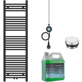 CERANO - Koupelnový elektrický radiátorový set Benito - WIFI - 600W - černá matná - 1500x450 mm