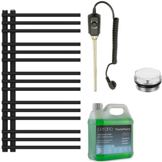 CERANO - Koupelnový elektrický radiátorový set Burke - L/P - 300W - černá matná - 900x500 mm