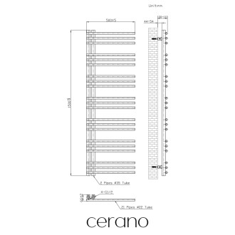CERANO - Koupelnový elektrický radiátorový set Burke - L/P - 600W - černá matná - 1500x500 mm