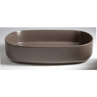 INFINITY OVAL keramické umyvadlo na desku, 55x36cm, taupe