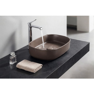 INFINITY OVAL keramické umyvadlo na desku, 55x36cm, taupe