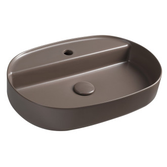 INFINITY OVAL keramické umyvadlo na desku, 60x40cm, taupe