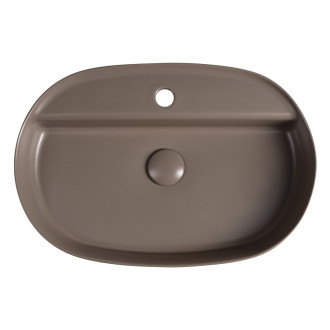 INFINITY OVAL keramické umyvadlo na desku, 60x40cm, taupe