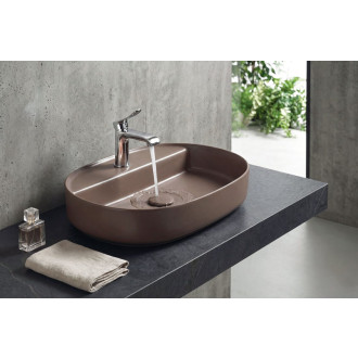 INFINITY OVAL keramické umyvadlo na desku, 60x40cm, taupe