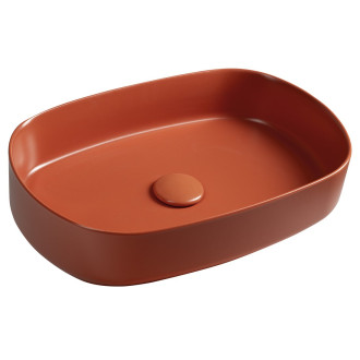 INFINITY OVAL keramické umyvadlo na desku, 55x36cm, terracotta