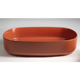 INFINITY OVAL keramické umyvadlo na desku, 55x36cm, terracotta