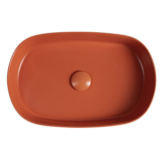 INFINITY OVAL keramické umyvadlo na desku, 55x36cm, terracotta
