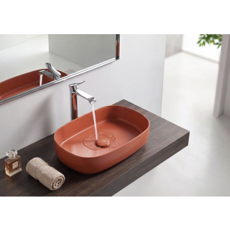 INFINITY OVAL keramické umyvadlo na desku, 55x36cm, terracotta