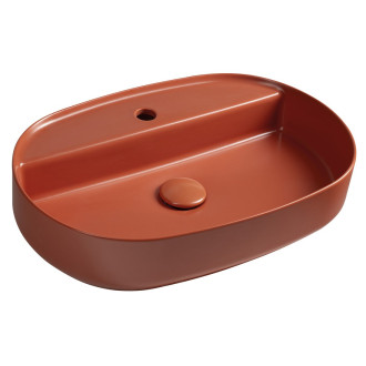 INFINITY OVAL keramické umyvadlo na desku, 60x40cm, terracotta