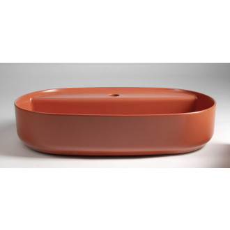 INFINITY OVAL keramické umyvadlo na desku, 60x40cm, terracotta