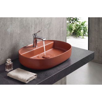 INFINITY OVAL keramické umyvadlo na desku, 60x40cm, terracotta