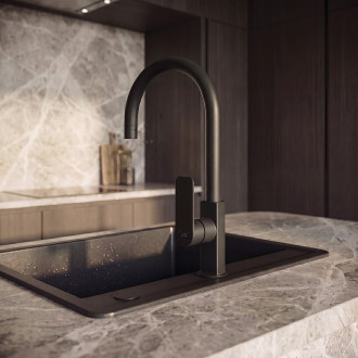 Triana - upright sink mixer with U-shaped spout, black