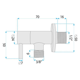 Rohový ventil 1/2" x 3/8" Brush Nickel
