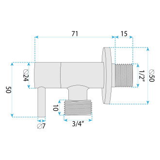 Rohový ventil 1/2" x 3/4" Brush Nickel