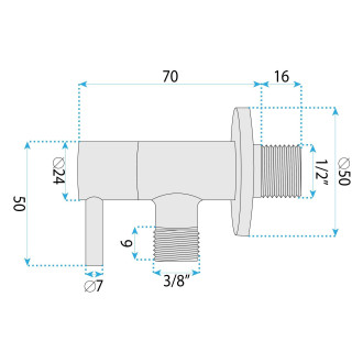Rohový ventil 1/2" x 3/8" Titan