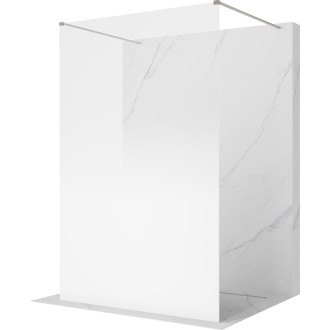 Volně stojící sprchová zástěna Mexen Kioto 100 x 200 cm, ombré bílá 8 mm, kartáčovaný nikl - 800-100-002-97-86