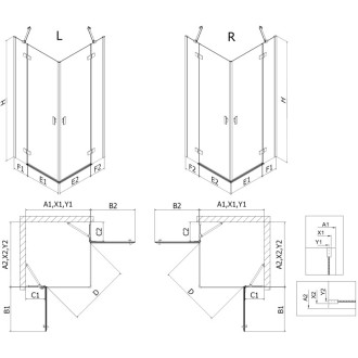 Mexen Mist-H Duo kabina prysznicowa uchylna 105 x 105 cm, transparent, gun metal - 8A5-105L-105P-95-00