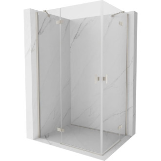 Mexen Mist-H Duo sprchový kout s levým výklopným uzávěrem 95 x 70 cm, průhledný, kartáčovaný nikl - 8A5-095L-070P-97-00