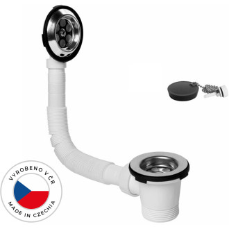 CERANO - Vanová souprava - flexi přepad 520-700mm - zátka s řetízkem - 6/4" - nerez mřížky