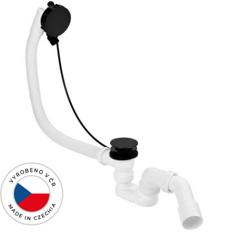 CERANO - Vanová souprava ovládaná bovdenem s napouštěním - SLIM - sifon DN40/50 - zátka 72mm - černá - 78 cm