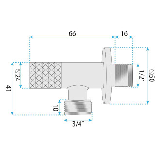 Rohový ventil Diamond 03 1/2" x 3/4" Titan