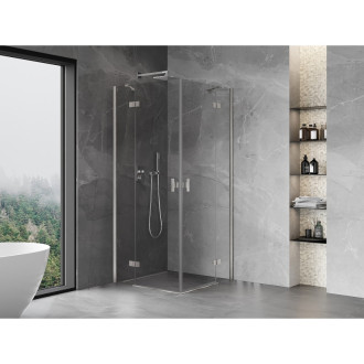 Mexen Mist-H Duo kabina prysznicowa uchylna 95 x 95 cm, transparent, nikiel szczotkowany - 8A5-095L-095P-97-00