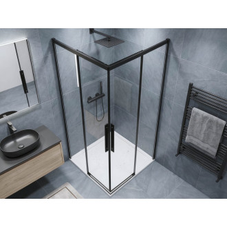 LUXOR BLACK čtvercový sprchový kout 800x800mm, rohový vstup