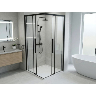 LUXOR BLACK čtvercový sprchový kout 900x900mm, rohový vstup