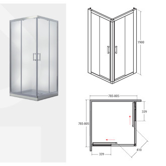Čtvercový sprchový kout MODERN CHROM 190