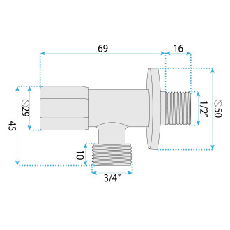 Rohový ventil 02 1/2" x 3/4" Titan