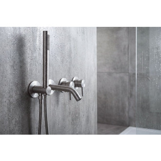 MINIMAL podomítková vanová baterie s hubicí a ruční sprchou, 2 výstupy, nerez mat